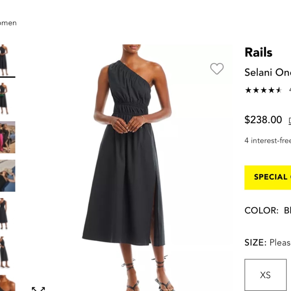 Rails one shoulder selani dress M BLACK